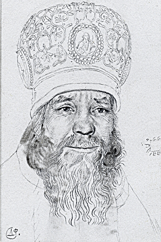 портрет карандашом отца Иоанна Букоткина