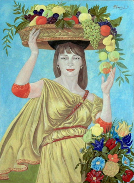 Богиня Флора с цветами и фруктами